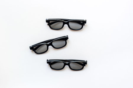 Set of 3D glasses for cinema, top view.