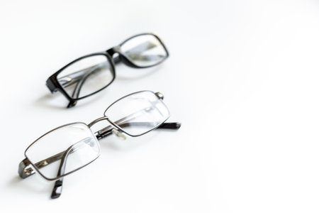 Eye care concept. Group of glasses on white background.の写真素材