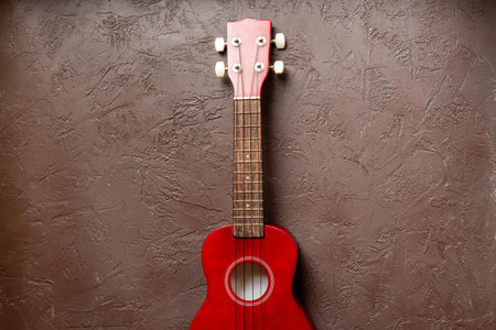 Four string ukulele guitar, musical instrument, cut out isolated on white