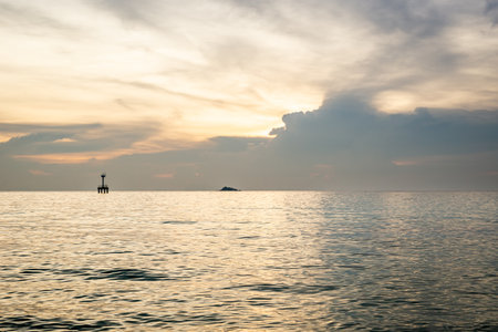 Sunset with soft light at seaの写真素材