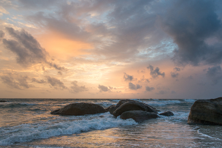 Beautiful cloudscape over the sea, sunset shotの写真素材
