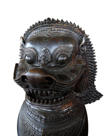 1 of 12 bronze lions at The Emerald Buddha Temple in Bongkokの写真素材