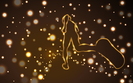 Light yellow line of runner on the brown backgroundのイラスト素材