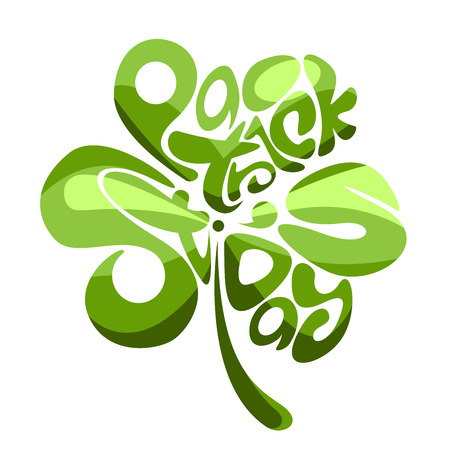 Green vector text like a shamrock leaves shapeのイラスト素材