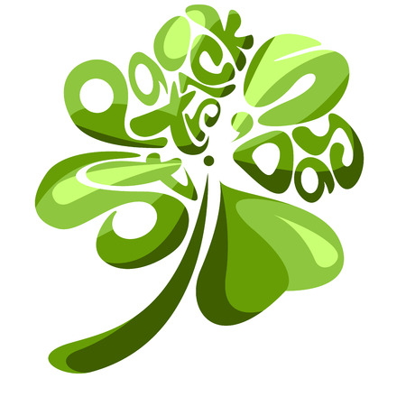Green vector text like a four leaves shamrock shapeのイラスト素材