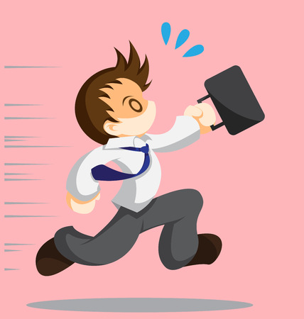 Cartoon vector of running office workerのイラスト素材