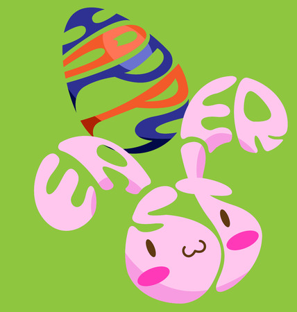 Easter text vector look like egg and bunnyのイラスト素材