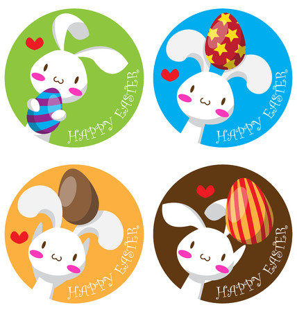 Four sets of Easter bunny with eggのイラスト素材