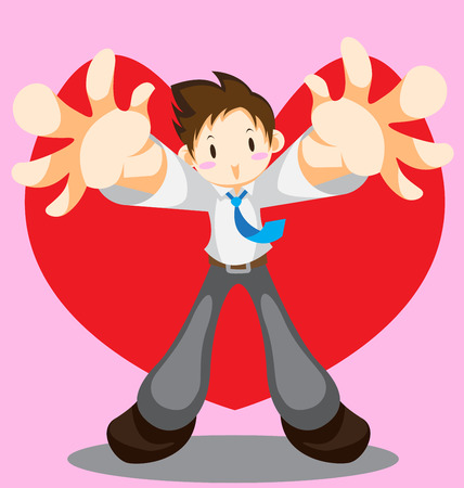 Man in office uniform reach hand forwardのイラスト素材