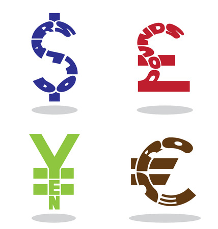 Text in monetary symbol shapeのイラスト素材