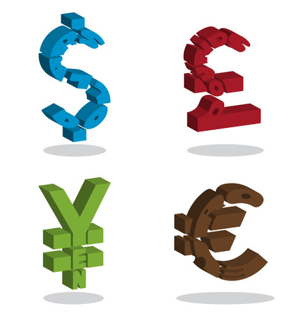 Text in monetary symbol shape 3Dのイラスト素材