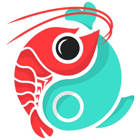 Shrimp and Fish symbol in Ying Yang shapeのイラスト素材
