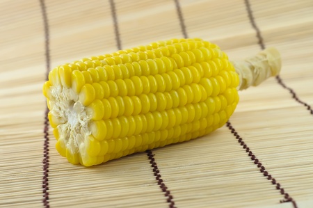 Fresh corn on Japanese style Tatami matsの写真素材