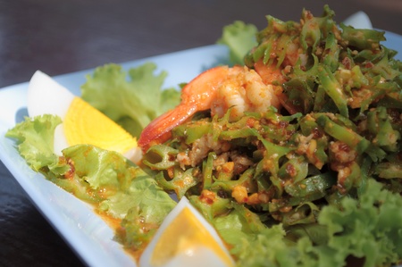 Winged bean spicy salad,Thai cuisine,Selective focus.の写真素材