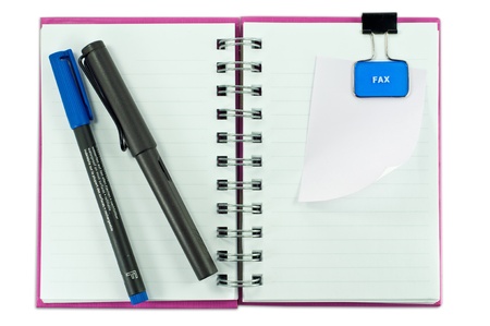 blank page of note book Notebook and office supplies on white isolate,whith cliping pathの写真素材