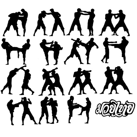 Muay Thai martial art vector illustration collectionのイラスト素材