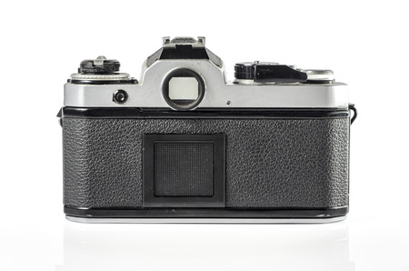retro photo camera isolated on white :Clipping path includedの写真素材