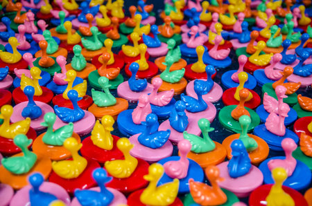 Multi Colored Plastic  Ducky's in a pool