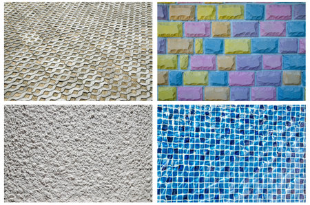 Texture Series -  Blue Mosaic Tiles , bricks,many colours bricks, Textured  Concrete