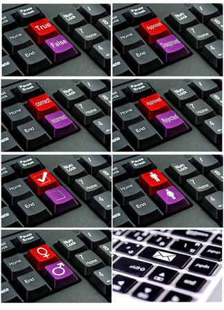 Collection of keyboard with the word  written on a buttonの写真素材