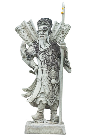 Picture of ancient chinese stone doll  isolated on whiteの写真素材
