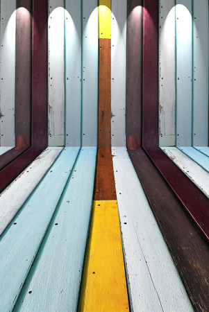 Interior room with white wooden wall and floorの写真素材