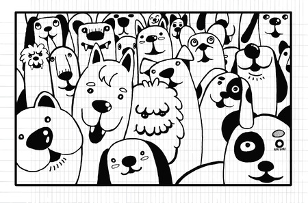 Hand draw cute dog Doodle style , Design Elements Vector Illustration Set ,Notebook Doodle Design Elements on Lined Sketchbook Paper Illustrationのイラスト素材