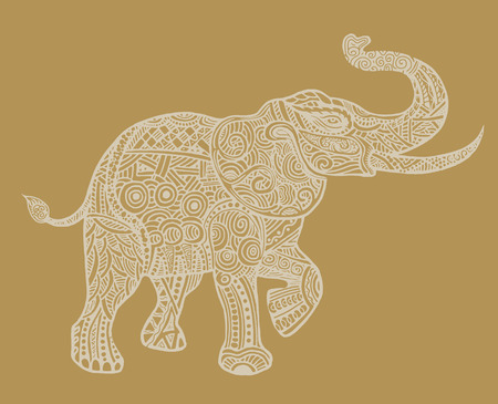 The stylized an elephant,Hand Drawn lace illustration isolated.Vector illustrationのイラスト素材