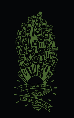 Hand drawing Group of success businessmen group, sketch for your design. Vector illustrationのイラスト素材