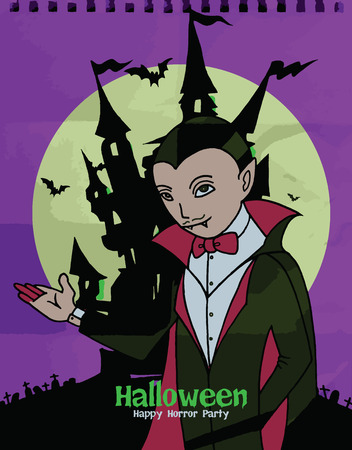 Hand Drawn of Happy Halloween design background,Texture of crumpled paper. Vector illustration.のイラスト素材