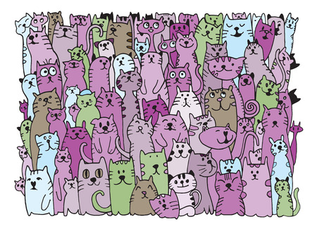 Hand drawing doodle dogs group,Flat Design Vector illustration.のイラスト素材