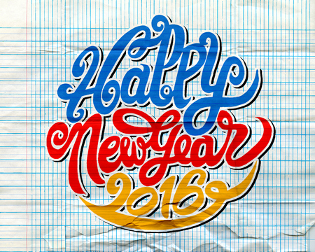 Hand drawing Doodle of happy new year. Vector illustration.のイラスト素材