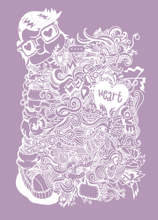 Cartoon vector doodles hand drawn, sketch for your design. Vector illustrationのイラスト素材