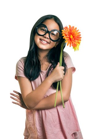 Portrait of young girl posing,isolated on white, This has clipping path.の写真素材
