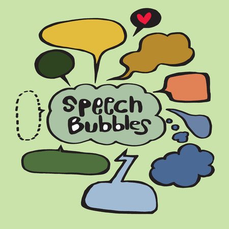 Vector Collection of Hand Drawn Doodle Style Speech Bubblesのイラスト素材