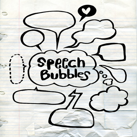 Vector Collection of Hand Drawn Doodle Style Speech Bubblesのイラスト素材