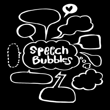 Vector Collection of Hand Drawn Doodle Style Speech Bubblesのイラスト素材