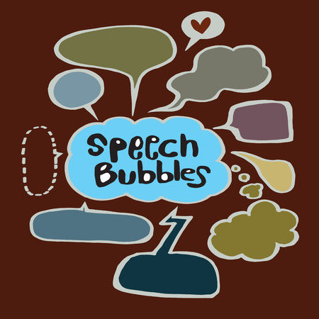 Vector Collection of Hand Drawn Doodle Style Speech Bubblesのイラスト素材