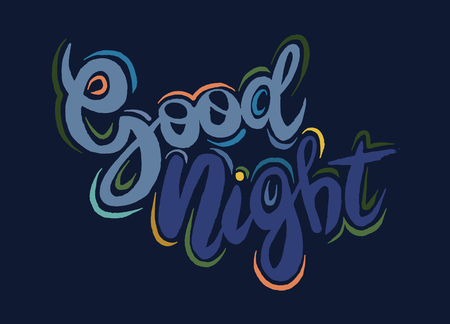 Good night,, Hand painted brush lettering,Typographic poster.vector illustrationのイラスト素材