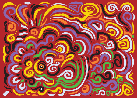Hand drawn Vector Trendy freehand art composition . Retro style natural painting .abstract pattern with brushstrokes . Doodles vector illustration.のイラスト素材