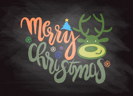 Hand drawing cartoon character.Merry christmas .Vector christmas card with cute reindeer.Doodles vector illustration.のイラスト素材