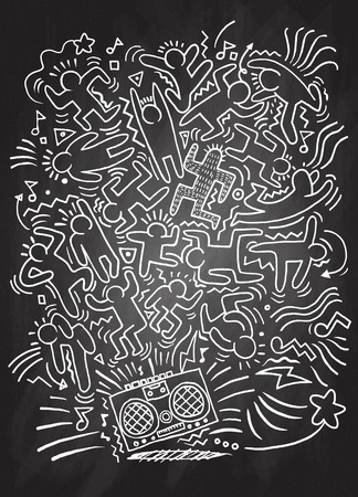 Hand drawing Doodle Vector Illustration of Funny party people ,Flat Designのイラスト素材