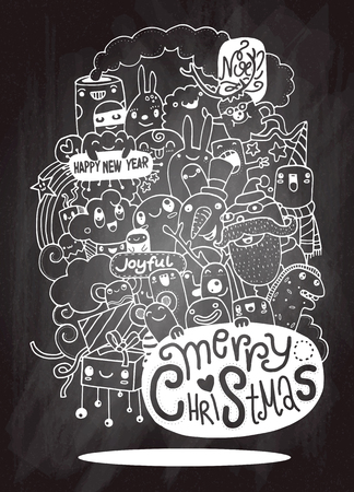 Vector illustration of Doodle Christmas background ,Hand drawing Doodleのイラスト素材