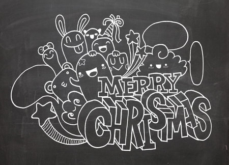 Hand drawing cartoon character,Merry christmas .Doodles vector illustration.のイラスト素材