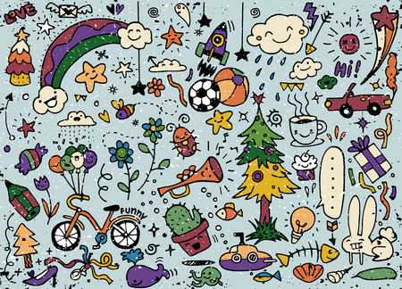 Vector illustration of Cute Doodle set,Hand drawing Doodleのイラスト素材