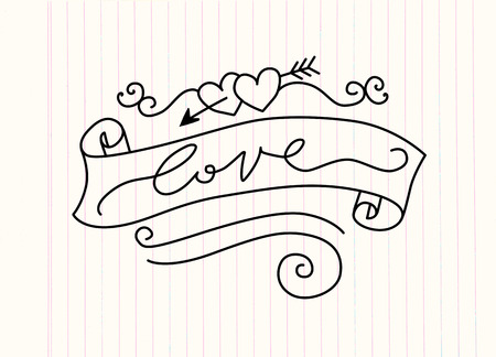 hipster vintage retro labels. Hipster style hand drawn elements for design. romantic typography poster with lettering . LOVE . Vector illustration, printのイラスト素材