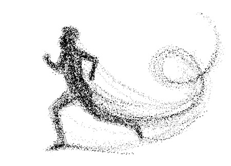 Running man consisting of lots of dots. vector illustration.のイラスト素材