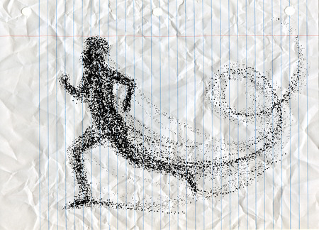 Running man consisting of lots of dots. vector illustration.のイラスト素材