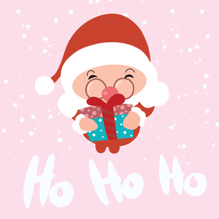 Santa Claus stand and smile. Cartoon Christmas holiday character. Cute vector illustration.のイラスト素材