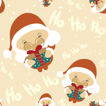 seamless , Santa Claus stand and smile. Cartoon Christmas holiday character.Vector illustrationのイラスト素材